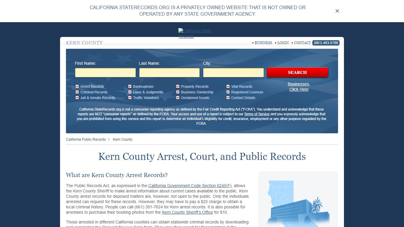 Kern County Arrest, Court, and Public Records