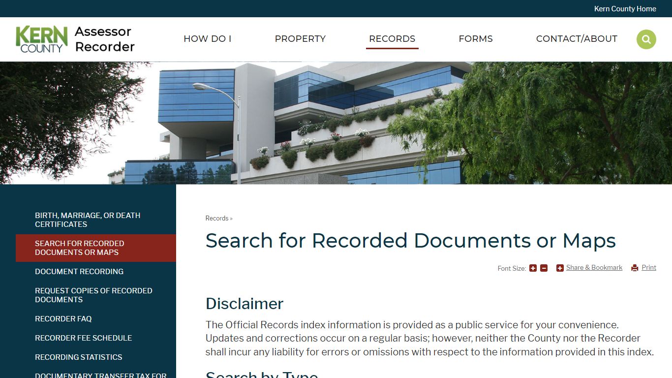Search for Recorded Documents or Maps | Kern County, CA
